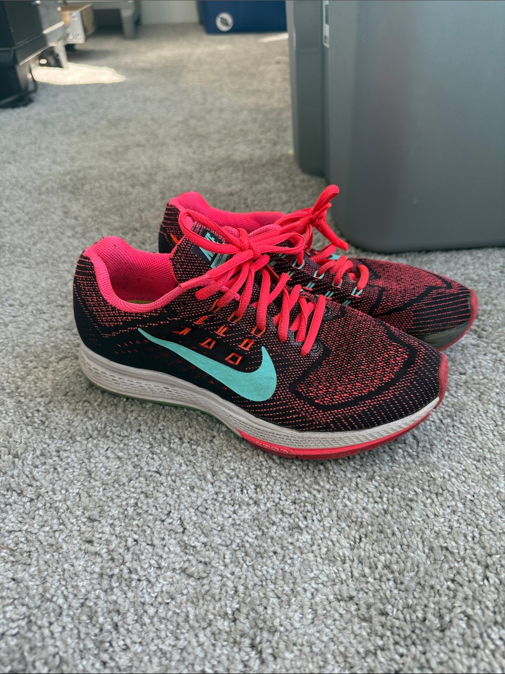 Nike Women's Running Shoes - Black & Hot Pink with Teal Swoosh